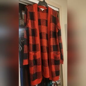 Buffalo Plaid Knit Cardigan